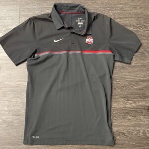 Nike Men's Dark Gray Polo Shirt with Red Accents